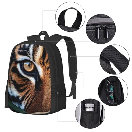 17 Inch Backpack for White Bengal Tiger Wilderness Lightweight Adjustable Animal Backpacks with Mesh Side Pockets for Travel Outdoor Sports4