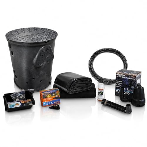 HALF OFF PONDS - Savio Pond Free 1200 Waterfall Kit - 8 ft by 10 ft PVC Liner, 1,200 GPH Manta Series Water Pump - PVCPXSS3