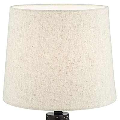 360 Lighting 24 High Mid Century Modern Farmhouse Rustic Table Lamps Set of 2 Black Finish Oatmeal Shade Living Room Bedroom Bedside Nightstand House Office Home Kitchen Entryway Console