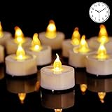 12 Pack Timer Flameless Led Tea Lights Candles, Flickering Battery Operated Timer tealights Candles,Built-in 6Hours,6 Hours On and 18 Hours Off in 24 Hours Cycle Automatically in Warm Yellow