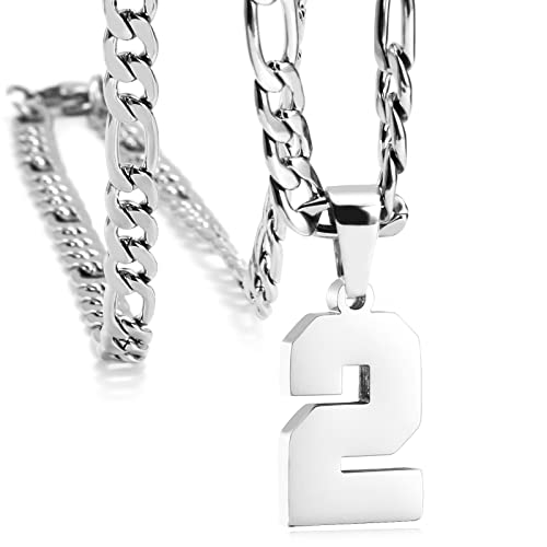 MIMITLTY Personalized Jersey Number Necklaces for Mens,Athletes Stainless Steel Sport Number Pendant Chain for Mens Baseball/Basketball/Football Team Inspiration Jewelry with Gifts
