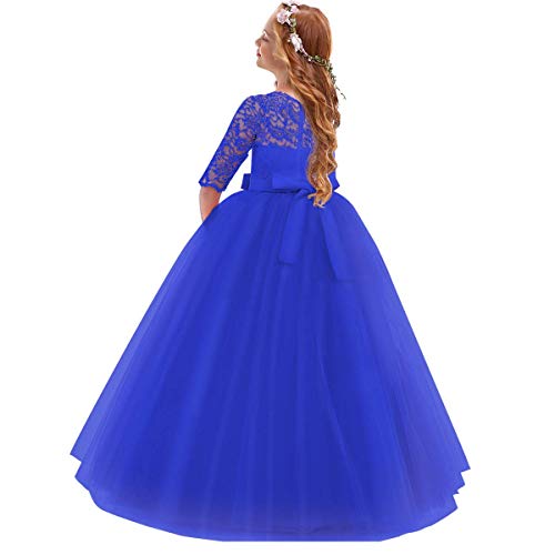 Flower Girls Pageant Ball Gowns Kids Chiffon Embroidered Tulle Wedding Party Homecoming Bridesmaid Dress For Junior Teen Royal Blue 2-3 Years #TOP1