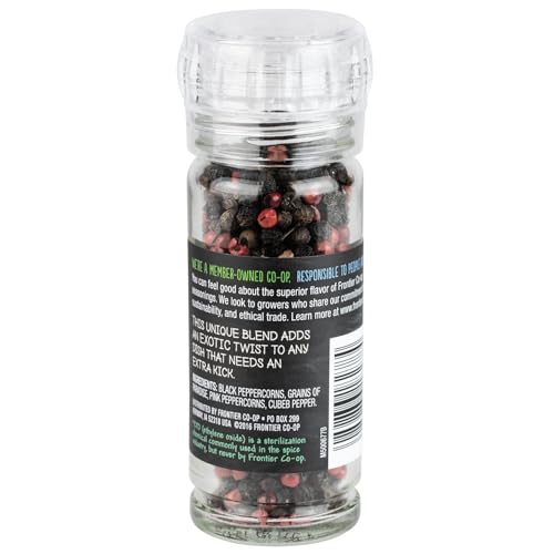 Frontier Co-op Exotic Peppercorn Blend Grinder, 1.69 oz - Gourmet Cubeb, Grains of Paradise, and Black and Pink Peppercorn Medley - Image 2