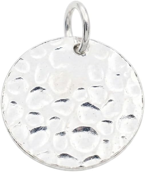 Sterling Silver Disc Hammered Dot Embossed Necklace Bracelet Charm Pendant