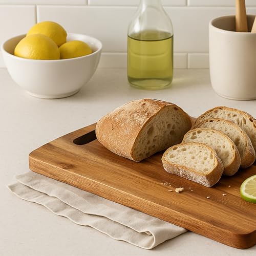 Tabla de Cortar de Madera de Acacia con Mango 34.93x24.77x3.05 cm miniatura 2