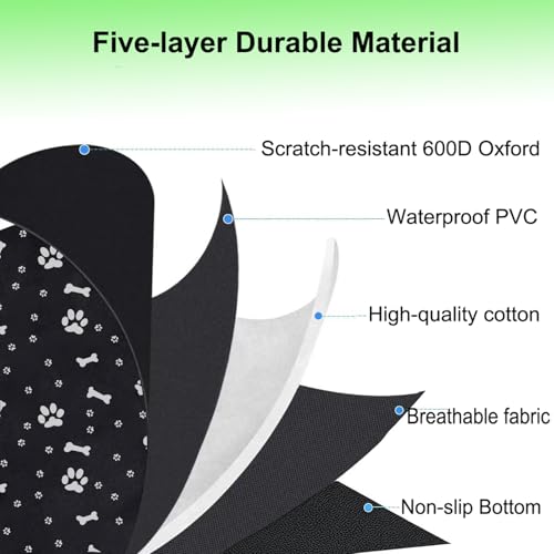 Image of Dog Playpen Bottom Pad Mat for 36 inch 4-Panel Playpens - Scratch & Chew-Resistant Puppy Pen Floor Mat with Hook & Loop Fasteners, Waterproof & Leakproof, Non-Slip (Black) (Playpen Not Included)