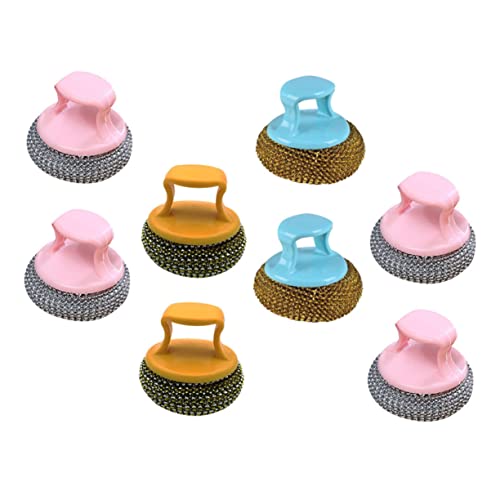 WEKAMOS 8 Piezas Cepillos de Limpieza Inoxidable Bola de Alambre Multifuncional para Cocina Esponja para Limpiar Ollas Grietas y Metales Resistente y Duradero para Lavado Color Aleatorio