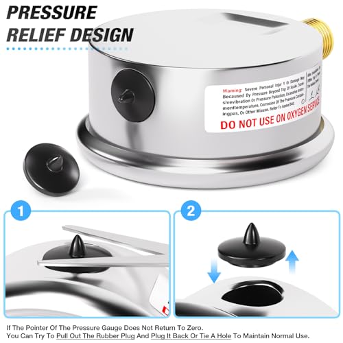 Image of MEANLIN MEASURE 0~200Psi Glycerin Filled Pressure Gauge 1 /4 inch NPT 2.5 inch FACE DIAL Stainless Steel Liquid Filled Pressure Gauge WOG Water Oil Gas Lower Mount