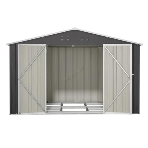 Birchtree Garden Shed Metal Apex Roof 10FT X 8FT Outdoor Storage With Free Foundation Anthracite And White - 9