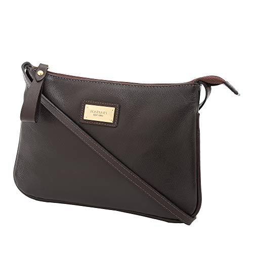 Bolsa Feminina Transversal Zíper Couro Legítimo Mariart 199 (Café)