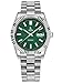 Produktbild Alienwork Armbanduhr Herren Damen Silber Edelstahl Metallarmband Kalender Datum Grün Klassik Elegant