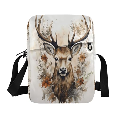 messenger bag green crossbody bags for women Casual Purse Adjustable Strap for Shopping Shopping- Deer Flowers Jungle