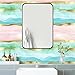 HAOKHOME Bathroom Wallpaper Peel and Stick Coastal Wave Beach Stripe Wall Paper Pink/Blue/Gold Removable Contact Paper 17.3in x 9.8ft