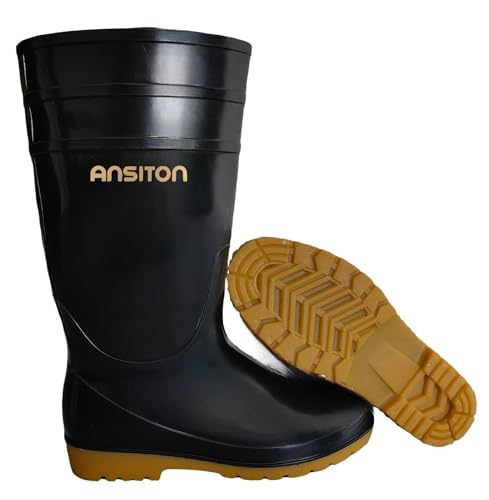 Men's Black Waterproof PVC Slip - On Rain Boots - High & Mid Calf Styles, Ideal for Outdoor, Garden, Farm, Mud & Fishing, Comfortable, Durable, Easy to Clean4