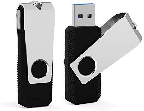 128GB USB 3.0 Flash Drive 2 Pack K&ZZ Thumb Drive Swivel 128 GB Super Speed Memory Stick Data Backup Drive Flash Expansion Disk with LED Indicator (2 Pack 128G Black)