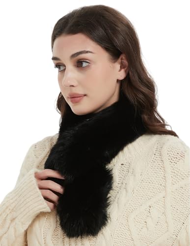 Bibury Real Fur Scarf - Fox Fur Front, Rex Rabbit Back, Double Sided, Cold Weather Neck Warmer