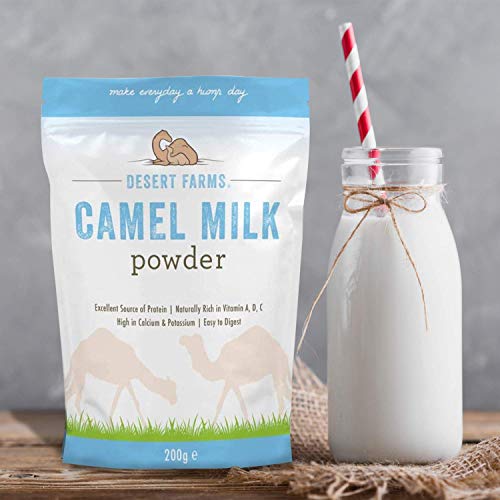 Desert Farms Organic Whole Camel Milk Powder Certified PALEO and KETO Allergen Free Non-GMO Easy to Mix Powder Milk - Excellent Replacement For Goat and Soy Milk - Packaged In The USA (400 Grams)
