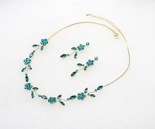 Image of Faship Gorgeous Rhinestone Crystal Floral Necklace Earrings Set