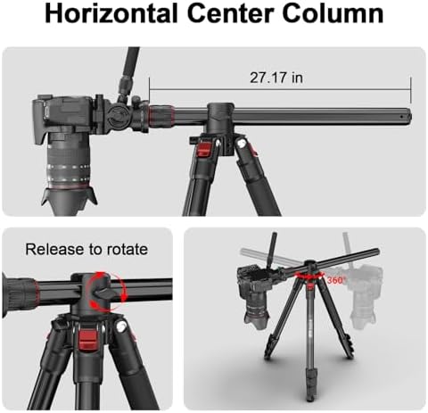 COMAN 72" Overhead Tripod with Fluid Head, Max Load 11lbs for Camera Phone Alternate view