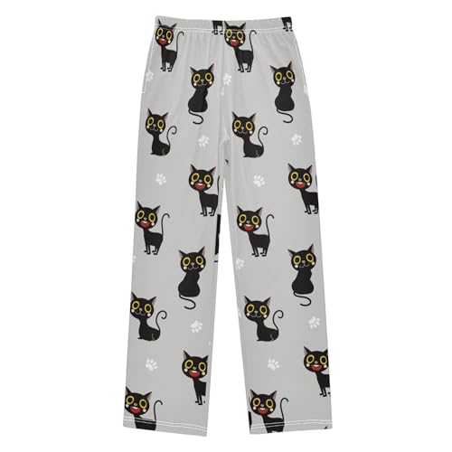 Cute Black Cat Cartoon Boys Pants for Kids Jogger Pants with Pockets S-XL