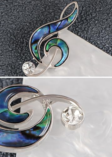Image of Alilang Silvery Tone Abalone Shell Music Note Brooch Pin & Pendant Simple Accessories for Party Banquet New Years