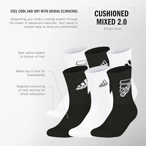 Image of adidas Kids Athletic Cushioned 6-Pack Crew (Little Kid /Big Kid /Adult)
