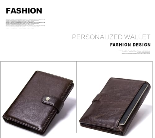 Image of Sam's Design Genuine Leather Wallet Trifold Wallet for Men Vintage Male Compact Purse Card Holder Small Wallet (Dark Brown)