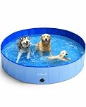 FurDreams Foldable Dog Swimming Pool - Heavy Duty PVC Pet Bath Tub with Non-Slip Base & Drain, Portable Outdoor Kiddie Pool for Dogs, Cats & Kids, Durable, Easy Setup Garden Pool (Extra Large)