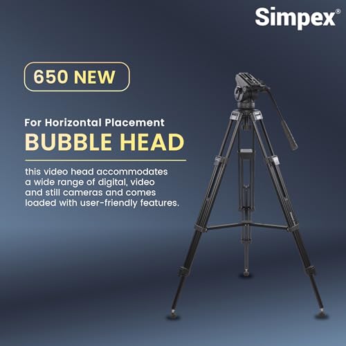 Image of Simpex Tripod 650,Professional Heavy Duty Tripod with Upload Upto 15 kg, Comes with Carry Bag