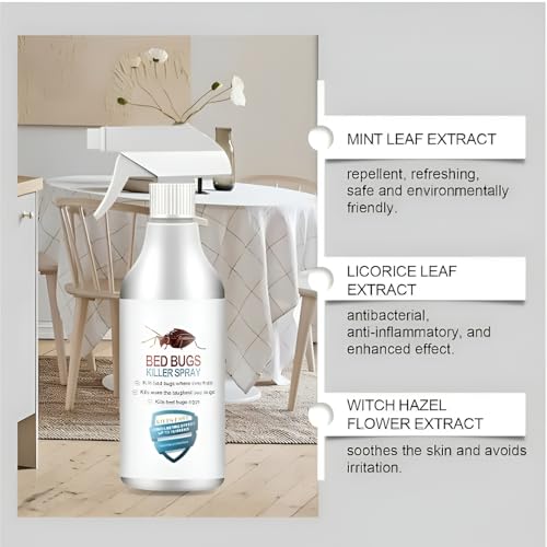 Image of Bed Bug killer Spray- Natural, Herbal Bed Bugs Spray for Long Lasting Protection, Instant Action | Non-Toxic Indoor Cleaning Solution for Mattresses, Carpet, Pillow, Sofha, Blanket, Curtains, 200ML (Pack of 3)