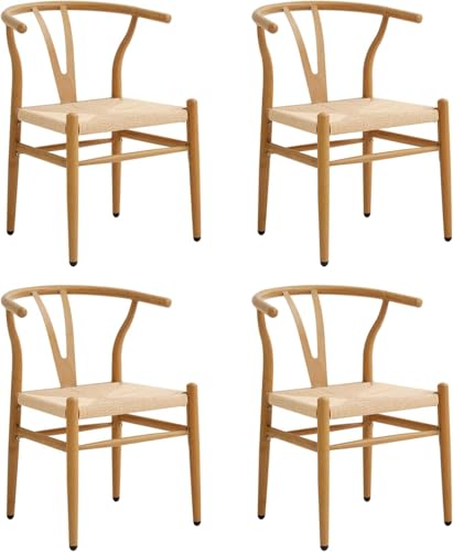 Uderkiny Mesa de Comedor Redonda con 4 sillas, Mimbre vienés, Juego de Comedor Moderno para Cocina, Comedor, Sala de Estar