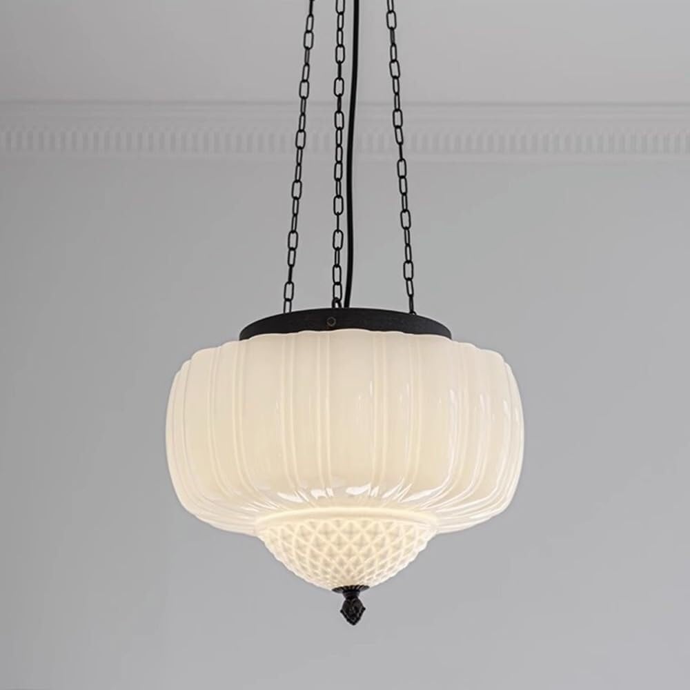 HYJAUSXB Extra Large Schoolhouse Milk Glass Chandelier Mid Century Modern Pendant Light Nordic Coastal Hanging for Kitchen Island Dining Room Bedroom Hallway Bar Living