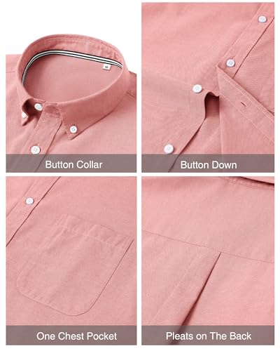 Image of J.VER Men's Oxford Shirt Solid Casual Button Down Collar Shirts Long Sleeve Dress Shirts with Pocket
