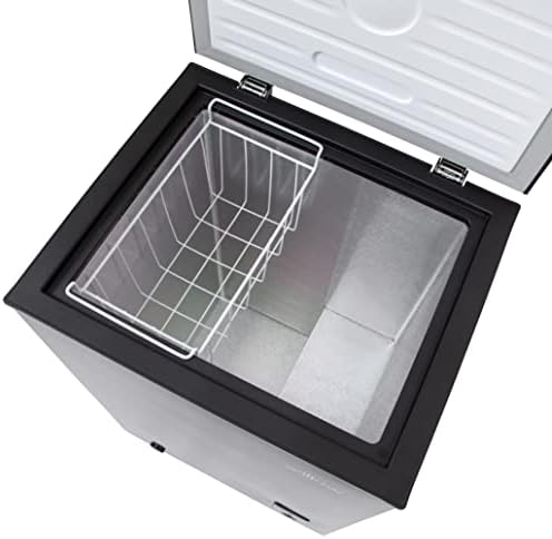 99L Chest Freezer with Removable Storage Basket, Suitable for Outbuildings and Garages, 4* Freezer Rating - Black - Image 6