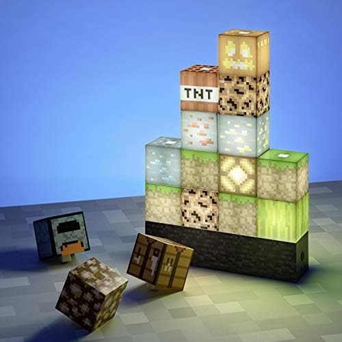 Paladone Minecraft Block Building Light - 16 Rearrangeable Light Blocks and Bedrock Base