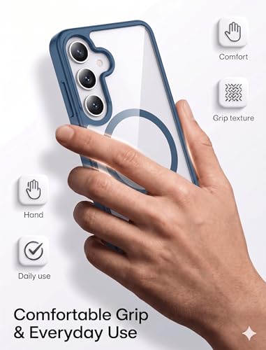 Image of ArmourPro MagSafe Compatible Case for Samsung Galaxy A17, Magnetic Wireless Charging Back Cover with Clear Back, Flexible TPU Bumper, Camera Protection | Blue