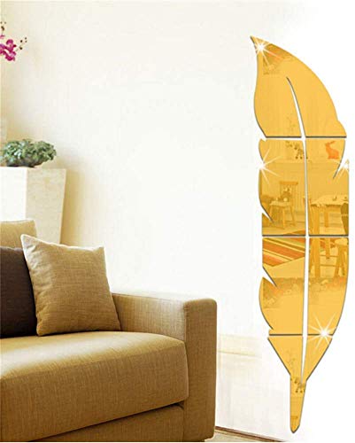 Image of Bikri Kendra - Feather 3D Mirror Wall Stickers (Gold Leaf)