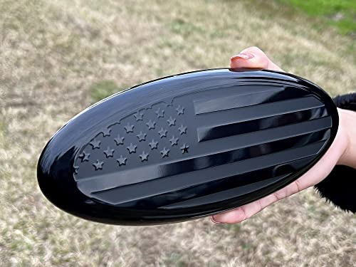 Image of 9 inch Front Grille Tailgate Rear American Black Flag Emblem 9 inchX3.5 inch Oval Decal Badge Nameplate for F150, F250, F350, Range (9 inch, Black)