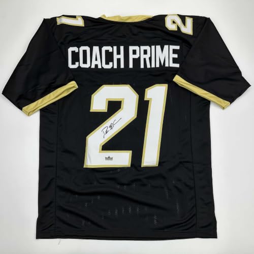 Facsimile Autographed Coach Prime Deion Sanders Colorado Black Reprint Laser Auto College Football Jersey Size Men's XL