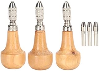 3 Set Hand Chucks Wooden Handles Pin Vise Hand Drill Wooden Handle Pear Shape Graver Handle for Stone Setting Graver Replacement
