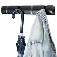 House of Home Wall Mounted Coat Hooks - Hanging Clothes Rack for Doors, Halls, Bedrooms & Entryways - Steel Coat Hangers for Coats, Hats, Jackets, Bags & Scarves - 4 Hooks, Black Clothes Accessory