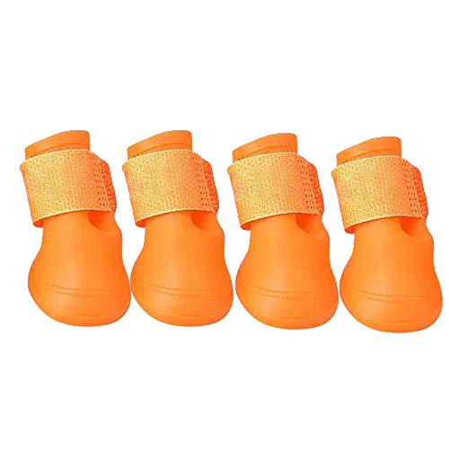Hi Suyi 4pcs Chien Chiot Bottes Imperméables Chaussures de Pluie en Caoutchouc Anti Slip Couleur de Bonbons Mignonne Unique Grand Petit Taille Moyenne pour extérieur Cover