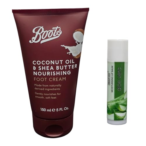 Image of Boots Coconut Oil Shea Butter Nourishing Foot Cream For Smooth, Soft Feet 150ML With Free Aloe Vera Lip Balm