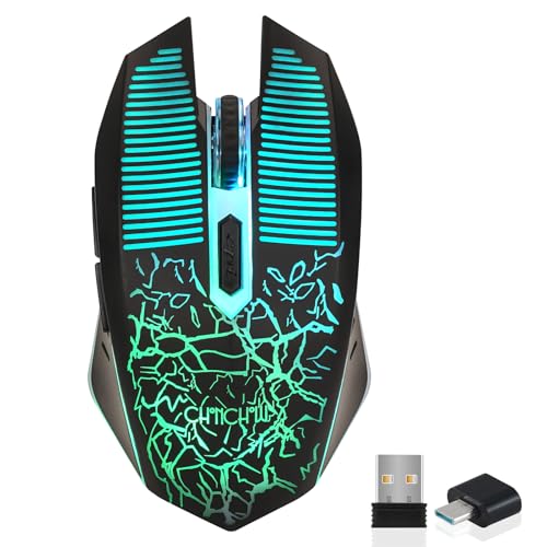 CHONCHOW Wireless Gaming Mouse Rechargeable LED Backlit 2.4G USB Receiver 3600 DPI Cordless Portable...