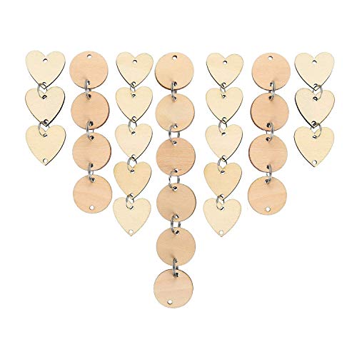 100Pcs Round Wooden Circles Wood Heart Tags With Holes Birthday Board Tags Family Birthday Calendar Plaque Accessories And 100 Pieces 12 Mm Rings For Arts And Crafts #TOP1