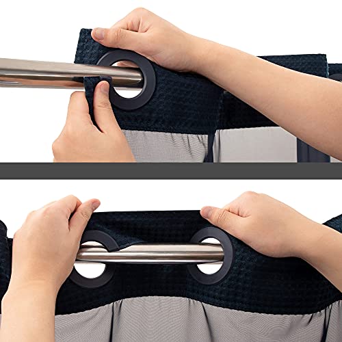 Voguease Shower Curtain With Snap-In Liner - Hotel Grade Waffle Weave Fabric, Machine Washable - 71" W X 74" L, Navy Blue #TOP5