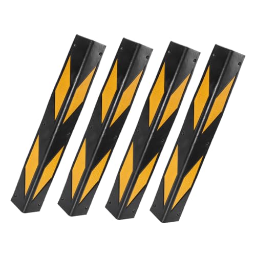 Protections d'angle murales en caoutchouc noir avec bandes jaunes x4