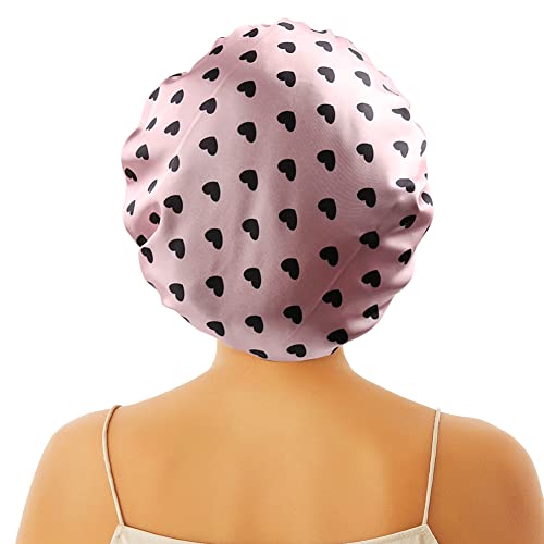 Image of Stain Bonnet Silk Sleep Cap Adjustable Satin Cap for Night Sleeping Hair Bonnet Reversible Double Layer