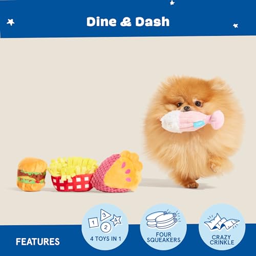 Barkbox Dine & Dash Dog Toy Bundle – Squeaky Dog Toys – Plush Dog Toys – Puppy and Pet Toys for Small Dogs by Barkbox - Image 4