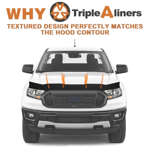 Image of TripleAliners Hood Bug Deflector Protector for 2019-2023 Ford Ranger | Hood Protector, Bug Deflector Shield Replacement, Flexible TPE Material, Easy to Install, Upgraded adhesion